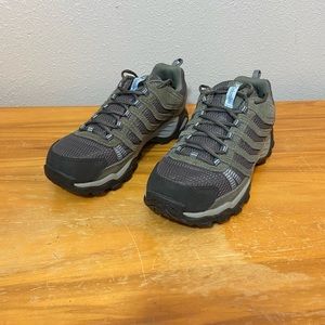 Womens Columbia Helvatia Waterproof Gray & Blue Hiking Running Shoes Sz 8